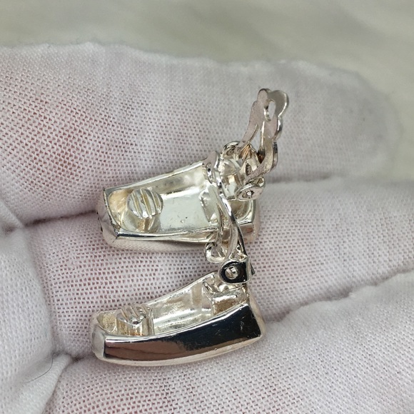 Vintage Silver Tone Clip-on Earrings - Picture 4 of 5